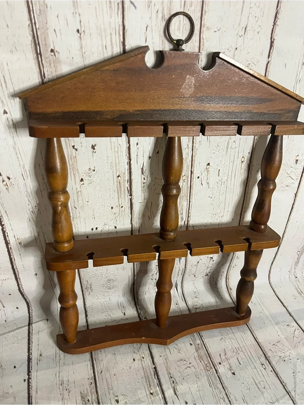 Vintage Rustic Spoon Rack With Spindles Standing Or Wall Hanging